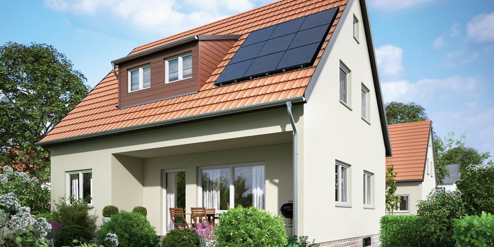 Ein Haus mit einer Photovoltaikanlage