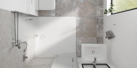 Ein kleines Badezimmer von oben